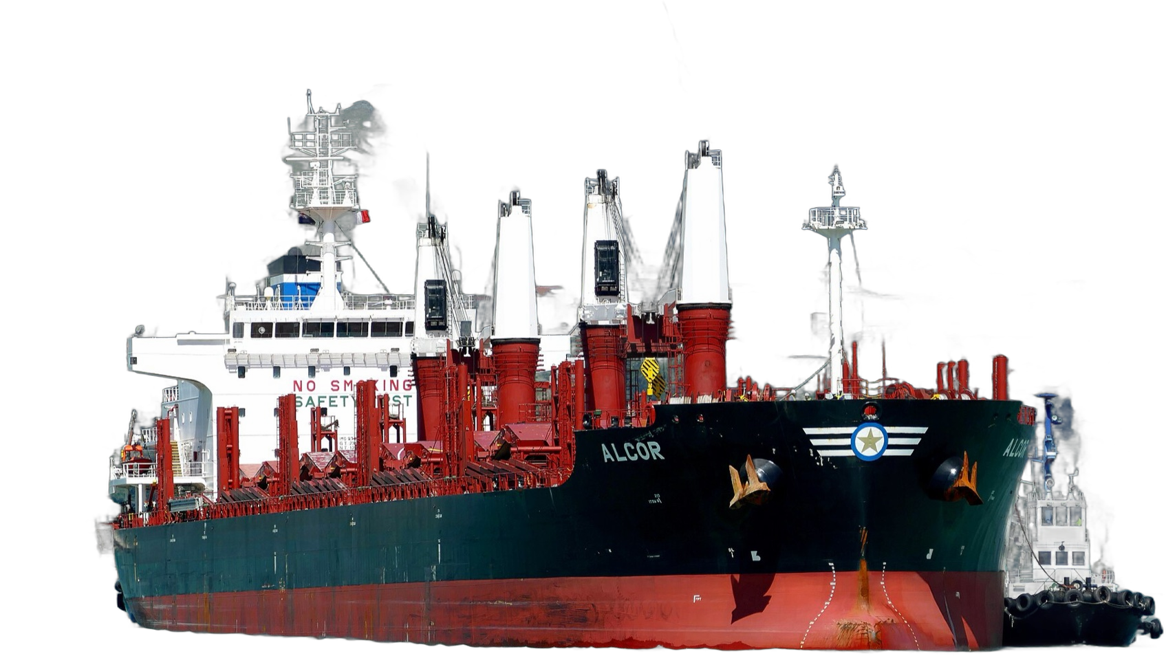Bulk carrier under tug escort