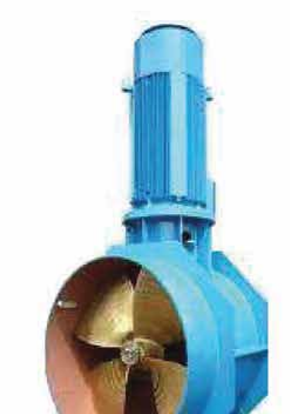 Blue tunnel thruster with bronze propeller
